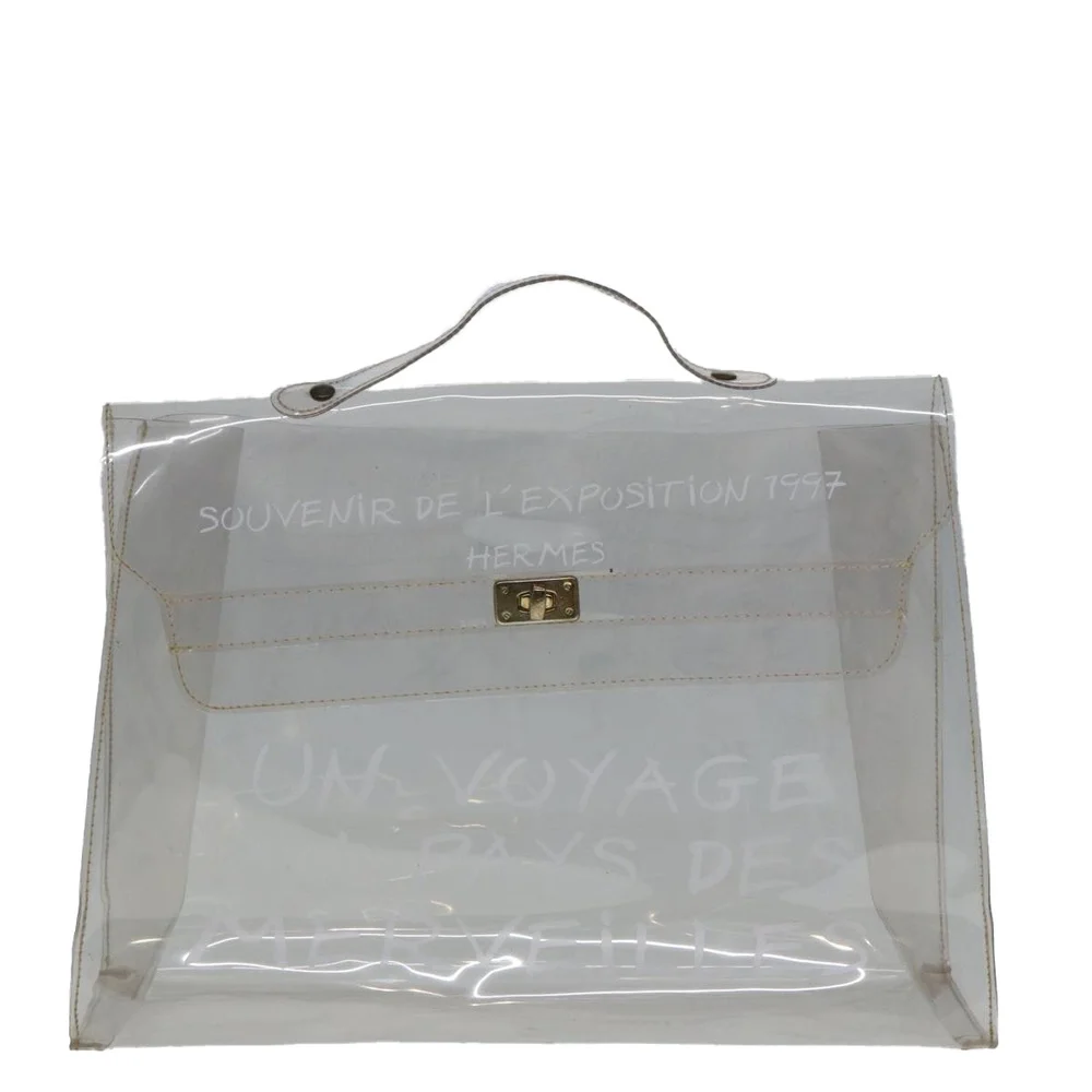 HERMES Vinyl Kelly Hand Bag Vinyl Clear Auth 79847 - Picture 2 of 16